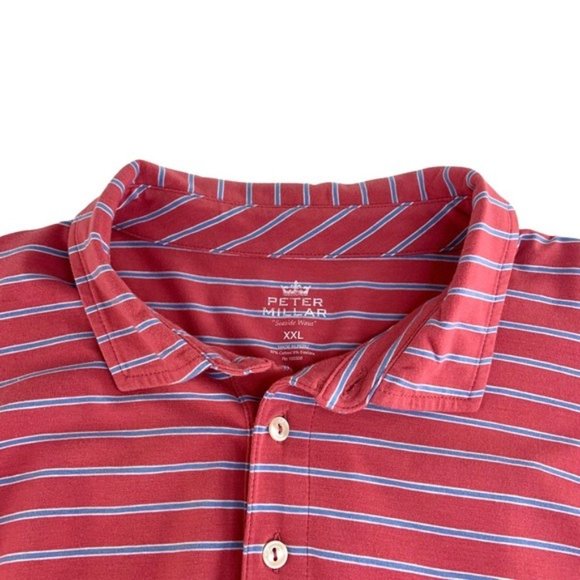 Peter Millar Seaside Wash Striped Short Sleeve Polo 2018 US Open - Picture 2 of 6